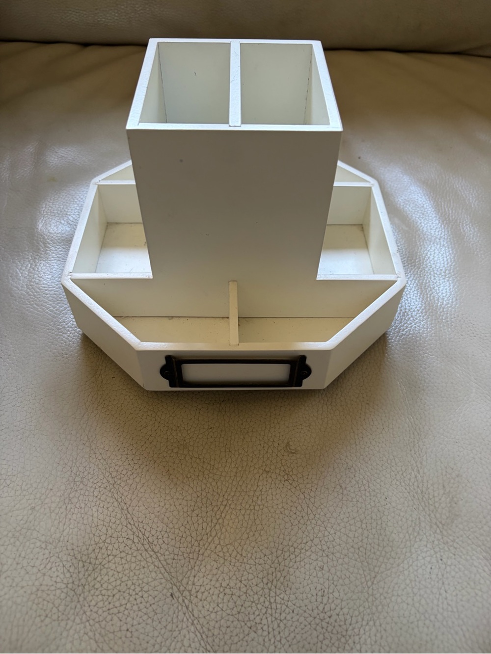 White Desk Organizer with Label Holder
